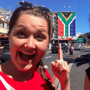 Two interns with South African Flag
