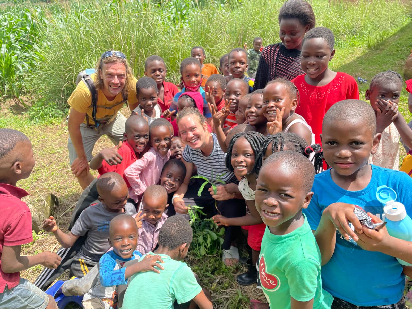 Girl with children in malawi