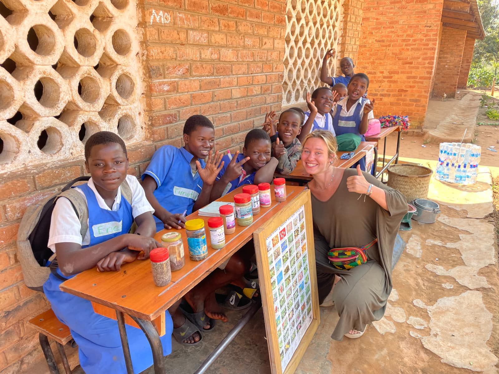 Girl with children in malawi