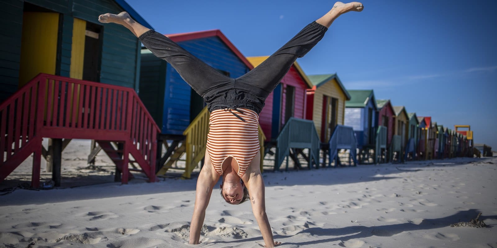 Intern doing a cartwheel