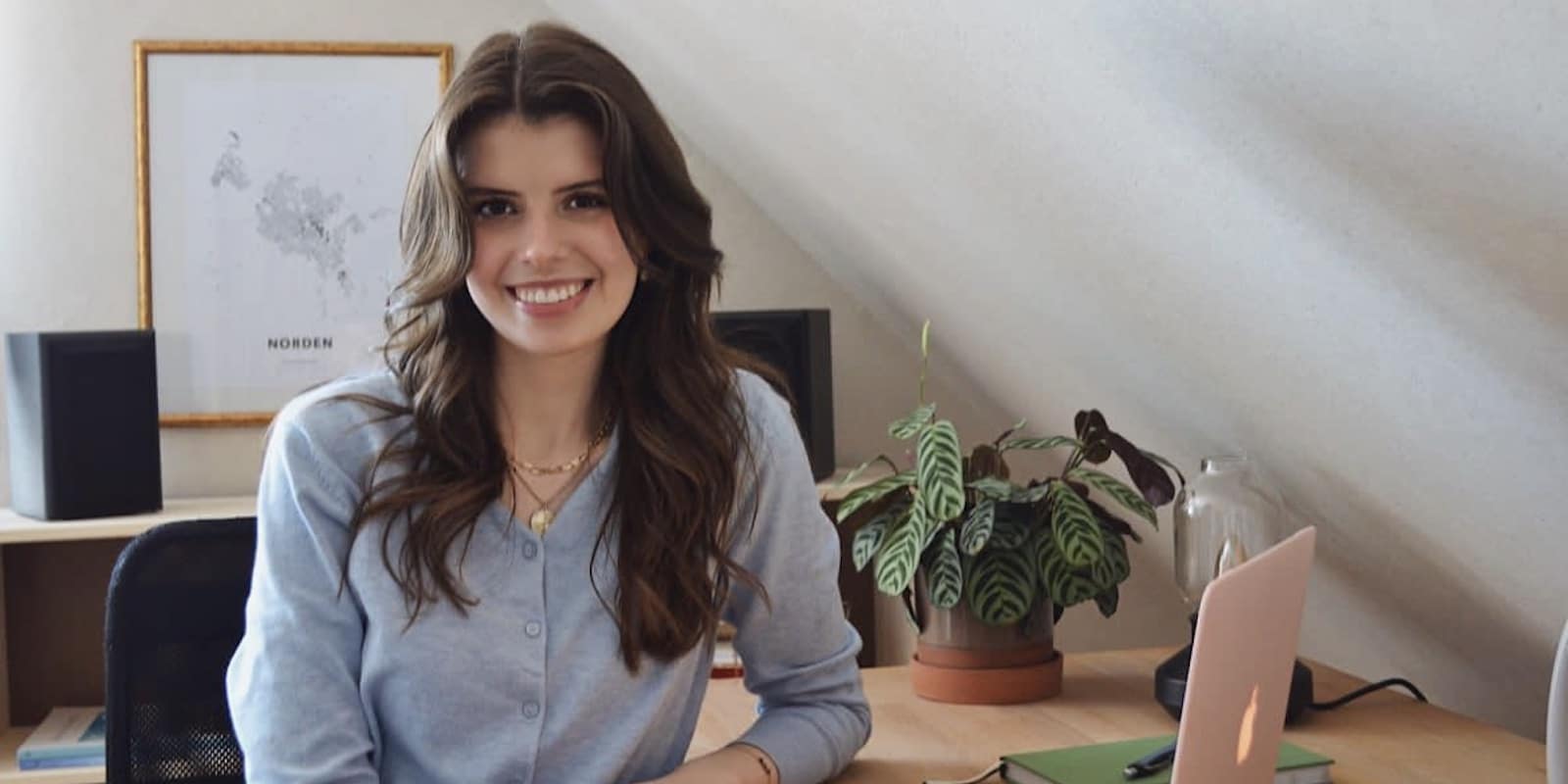 intern sitting down with her laptop