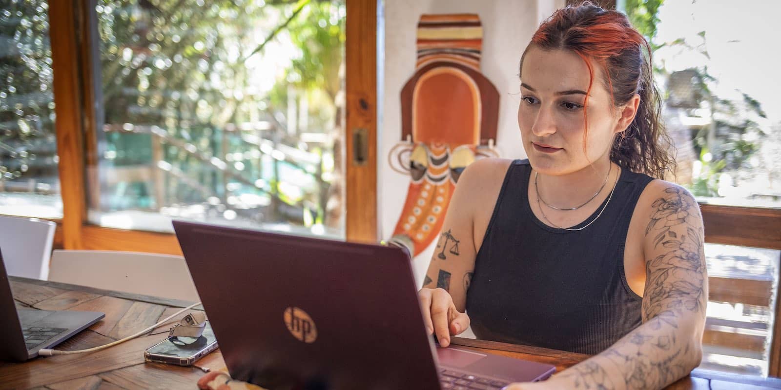 remote intern working on a laptop