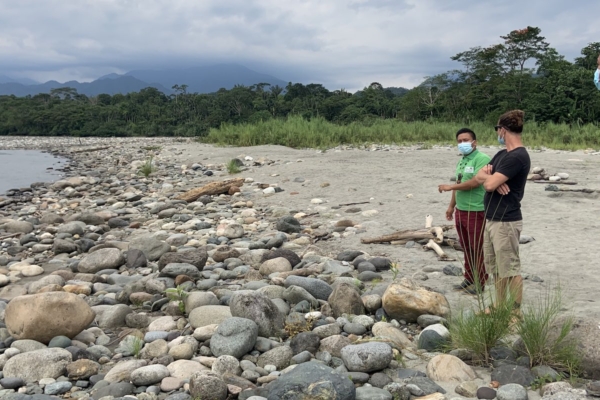 volunteers standing in the seashore