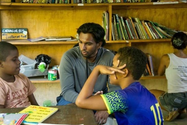 intern in Brazil working with local boys