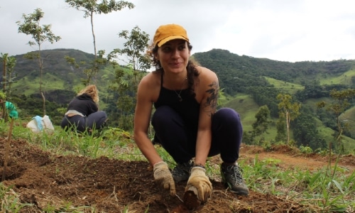 a woman planting