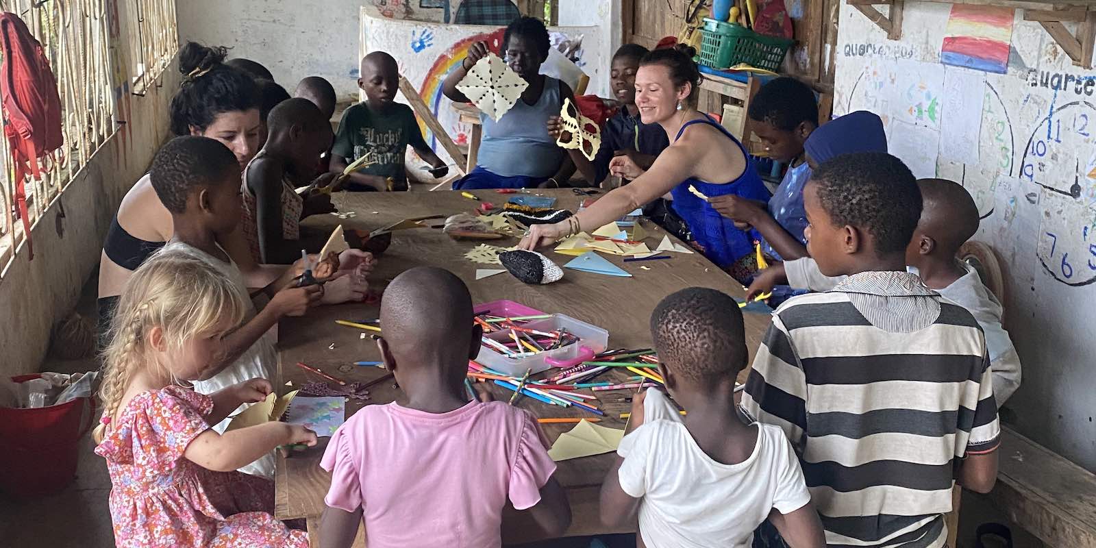 interns teaching local kids in Malawi