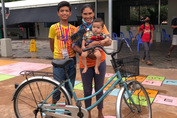 family with bike