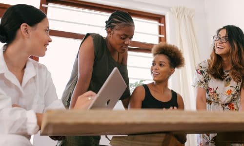 interns talking during a meeting