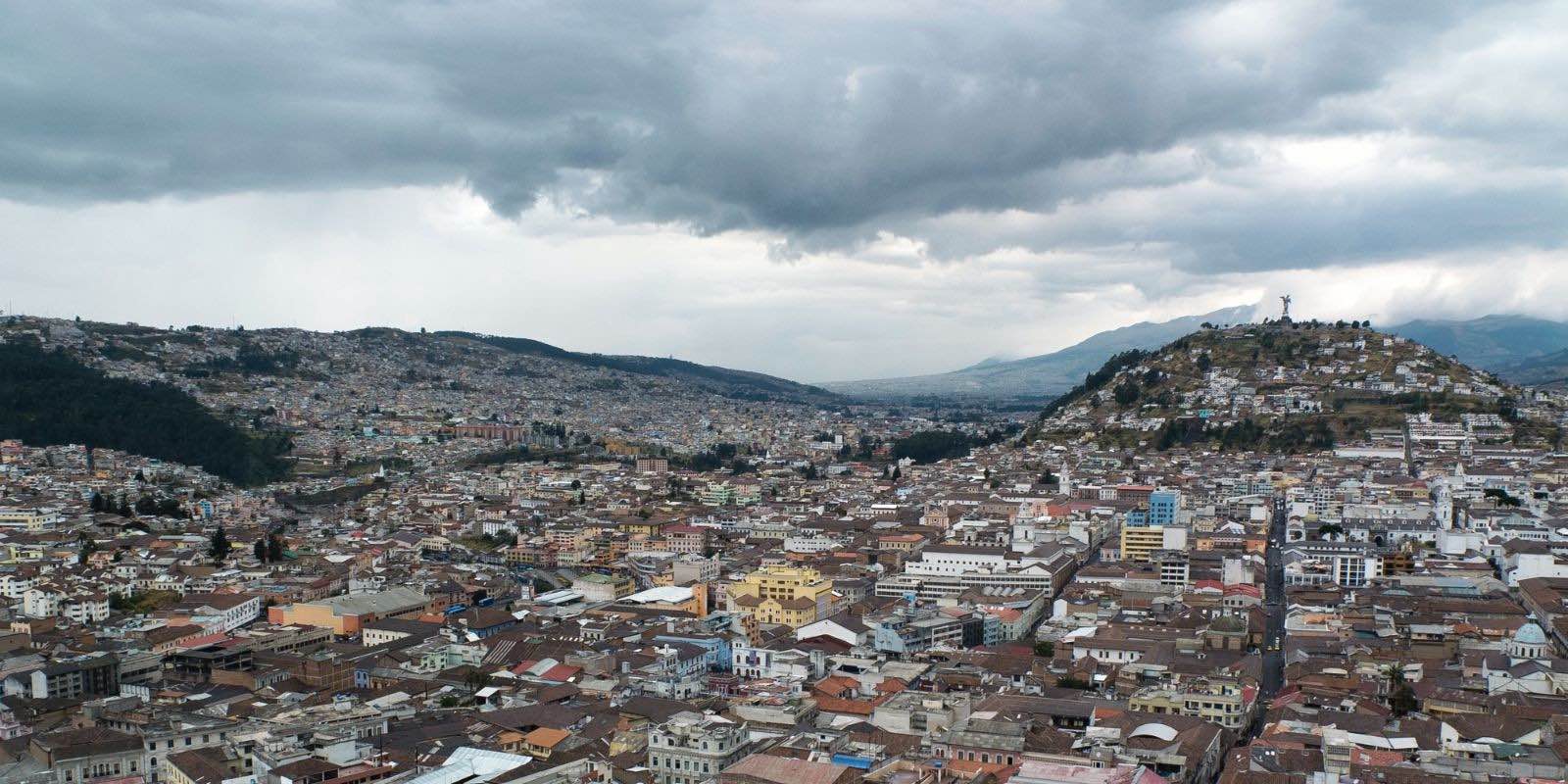 aerial shot of Quito in Ecuador