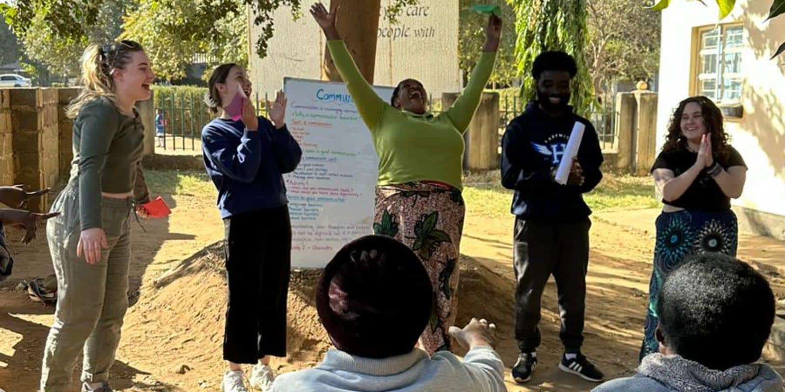 volunteer teaching outdoors and having fun