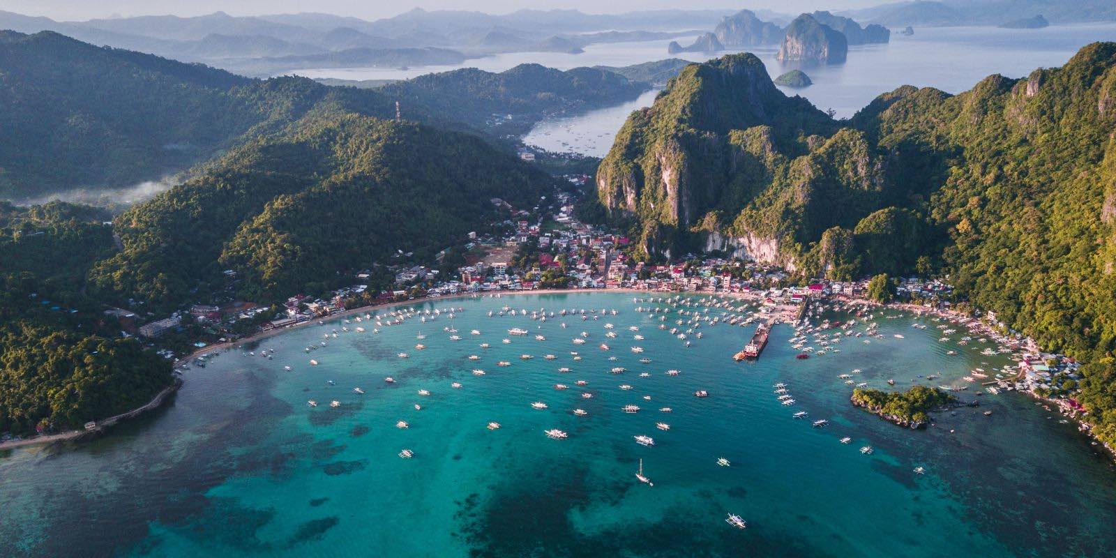 aerial shot of El Nido, Palawan