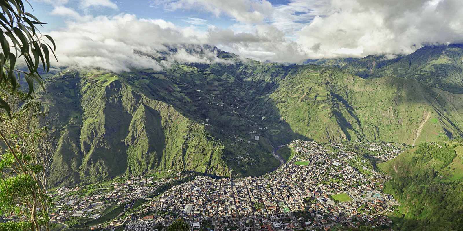 green mountain in Baños, Ecuador