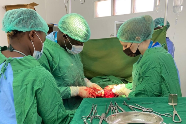medical intern observing surgery