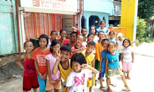a group of children in Tacloban City