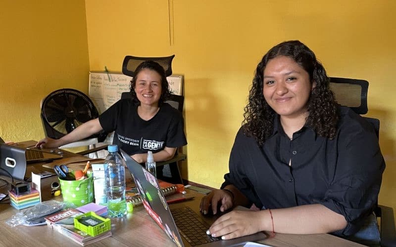 An intern with her supervisor in Latin America during her Social Business internship.
