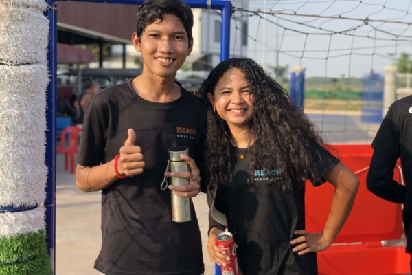 Two interns posing for a picture during their Public Health Internship in Cambodia.