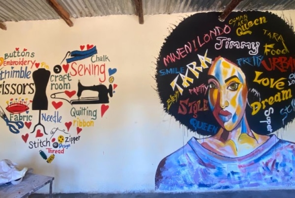 A mural inside the Women Empowerment Center in Malawi.