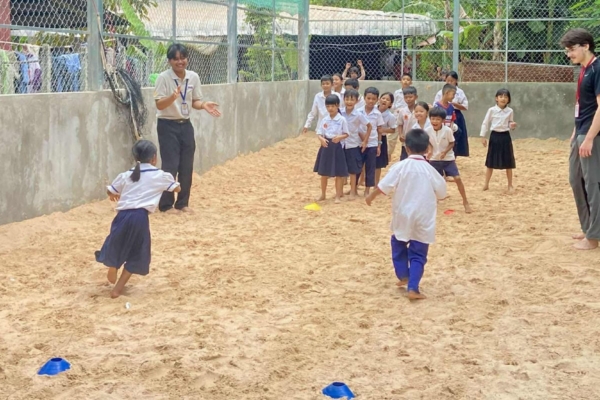 Movement activity with kids in Cambodia