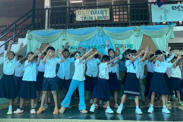 Students performing in Cambodia