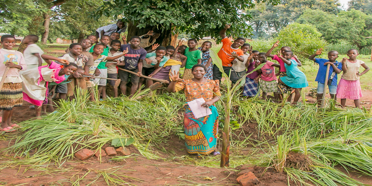 A group of people posing in Malawi.